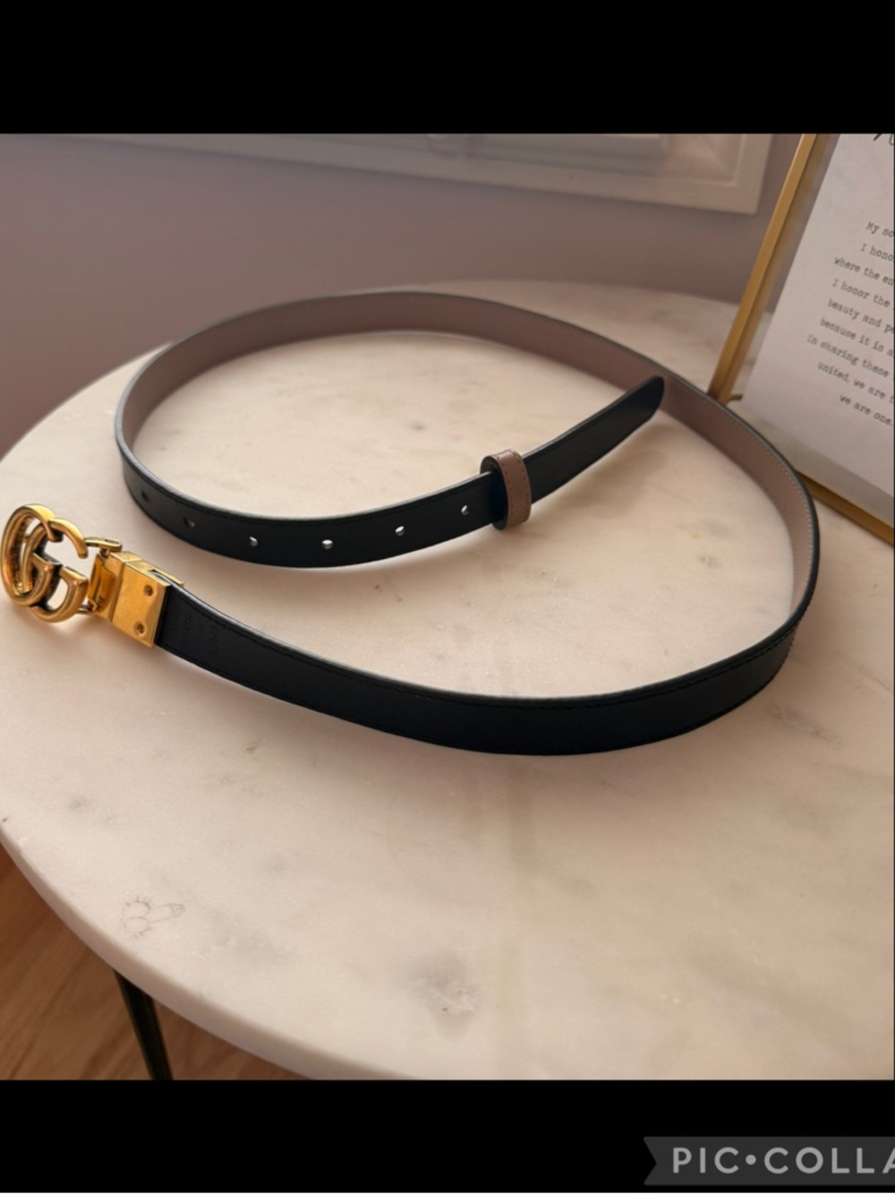 Authentic Gucci GG Marmont Reversible Thin Leather Belt, Black/Pink 90 - Picture 8 of 14